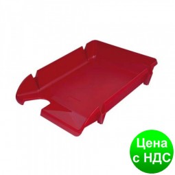 Лоток для бумаги горизонтальный Economix, пластик, красный непрозрачный E31801-23