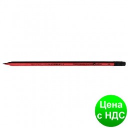 Карандаш чернографитный Optima HB корпус червоно-черный, заостренный с резиной O15528