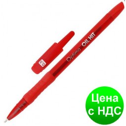 Ручка масляная OPTIMA OIL HIT 0,5 мм, пишет красным O15630-03