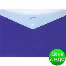 Папка-конверт А4 непрозрачная  на кнопке Optima, 2 отделения, 180 мкм, фактура "Вишиванка", фиолетовая O35206-12