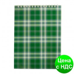 Блокнот на пружине сверху , А-5, 48 листов, "Shotlandka", клетка, картонная обложка,зеленый BM.2470-04
