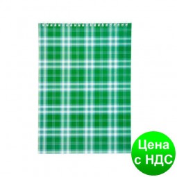 Блокнот на пружине, А4, 48 листов, "Shotlandka", клетка,  картонная обложка,зеленый BM.2460-04
