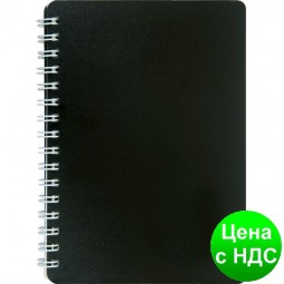Книжка для записей на пружине CLASSIC  А6, 80 листов, кл., черный, пласт.обложка BM.2589-001