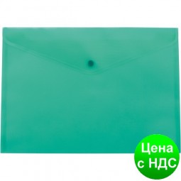 Папка-конверт А4 на кнопке, прозрачная, т.зеленый BM.3926-15