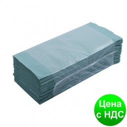 Полотенца бумажные макулатурные Z-подобные.,160шт., зеленые 10100102