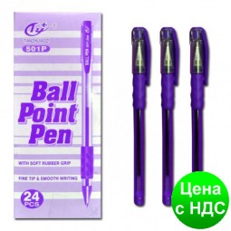 Ручка кулькова Tianjiao TY-501P з гумкою (фіолетова)