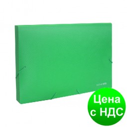 Папка-бокс пластиковая А4 20мм на резинке,"діагональ", зеленая E31401-84