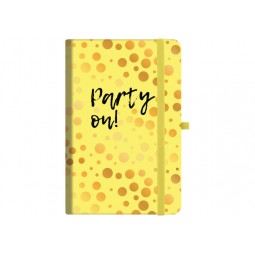 Діловий записник (Блокнот) "party_on" з гумкою 136х207мм, повнокольорова обкладинка, блок - шитво на