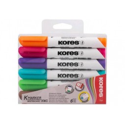 Набір маркерів для білих дошок KORES 1-3 мм, 6 кольорів