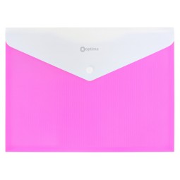 Папка-конверт А4 непрозора на кнопці Optima, 180 мкм, фактура "СМУГА", рожева