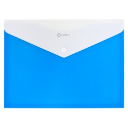 Папка-конверт А4 непрозора на кнопці Optima, 180 мкм, фактура "СМУГА", синя