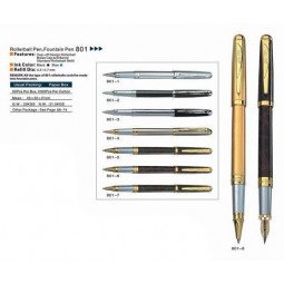 Ручка металлическая перьевая BAIXIN FP-801 (золото, мрамор)