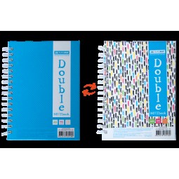 Записна книга DOUBLE А6, на пружині, 96арк., клітинка, тверда ламінована обкладинка, блакитний