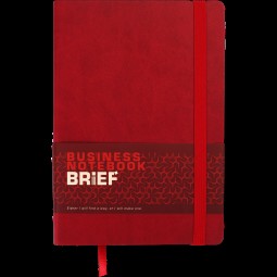 Блокнот деловой BRIEF А5, 96л., линия, обложка искусственная кожа, красный
