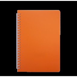 Книжка записн. на пруж. "BRIGHT" А5, 60л.,кл., пластик.обл., оранжевый