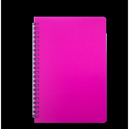 Книжка записн. на пруж. "BRIGHT" А5, 60л.,кл., пластик.обл., розовый