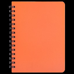 Книжка записн. на пруж. "BRIGHT" А6, 60л.,кл., пластик.обл., оранжевый