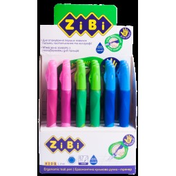 Ручка кулькова для шульги з гумовим грипом, синій, дисплей, KIDS Line