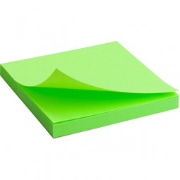 Блок бумаги с липким слоем 75x75 мм, 80 л, ярко-зел