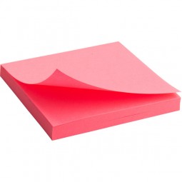 Блок бумаги с липким слоем 75x75 мм, 80 л, ярко-роз.