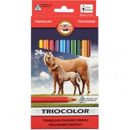 Карандаши цветные TRIOCOLOR Jumbo "Horses" , 24 цв