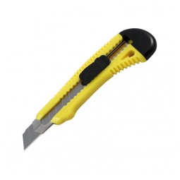 Нож канцелярский, мет направляющие, 18мм, желтый