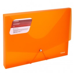 Папка на резинках объемная, A4, прозрачная оранжевая