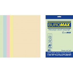 Набор цветной бумаги  PASTEL, EUROMAX, 5 цв., 50 л., А4, 80 г/м²