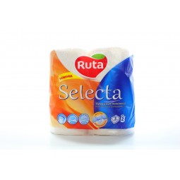 Полотенца целлюлозные "Selecta", по 2 рул., на гильзе, 3-х сл., белый RUTA