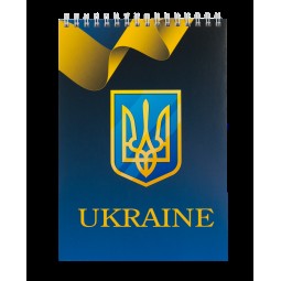 Блокнот на пружине сверху UKRAINE, А-5, 48л., клетка, картонная обложка, синий