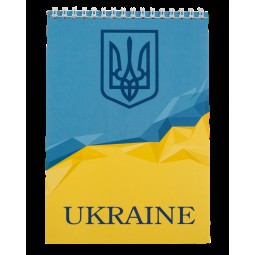 Блокнот на пружине сверху UKRAINE, А-5, 48л., клетка, картонная обложка, голубой