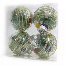 Набор елочных шаров DSCN0810-8СМ Ягоды, с наполнением, прозрачные, D8см, 4 штуки