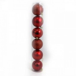 Набор елочных шаров DSCN0922-8-6-RD RED, 8см, 6 штук в тубусе