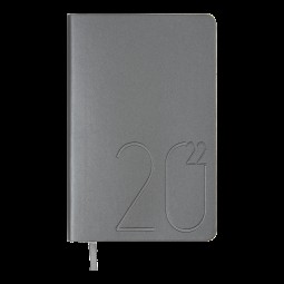 Щоденник датований 2022 STEEL, A6, срібний, позов. шкіра