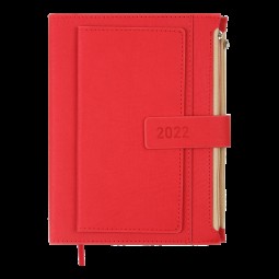 Ежедневник датированный  2022 ENIGMA, A5, красный, иск.кожа