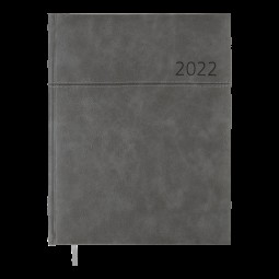 Еженедельник датированный  2022 ORION, A4, серый, иск.кожа/поролон